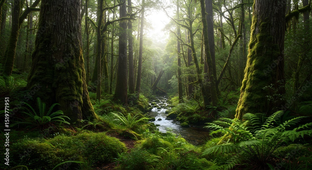 Obraz premium Imagine hiking through the ancient forests of Tasmania’s Wilderness World Heritage Area.