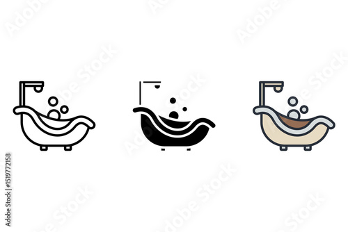 bathtub icons isolated on White Background. Flat style design
