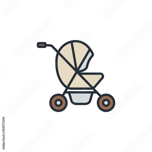 baby cart icons isolated on White Background. Flat style design