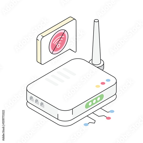 Premium isometric outline icon of advanced router device setup
