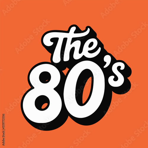 Classic 80s Style Typography: Retro Orange Background Logo