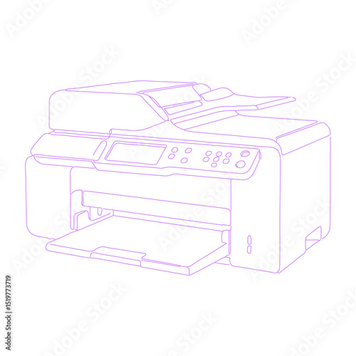 printer isolated lineart illustration