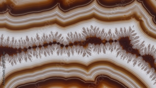 Intricate Agate Slice: Brown and White Bands