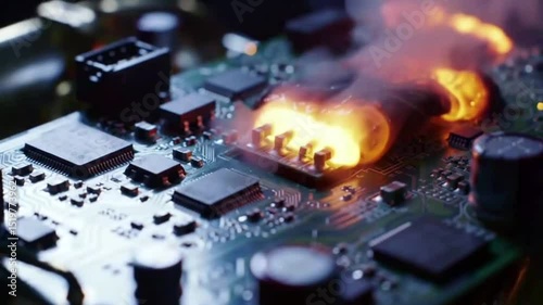 Circuit board malfunction with fire and sparks