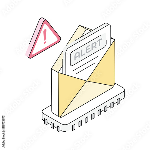 Grab this isometric icon of urgent mail alert warning