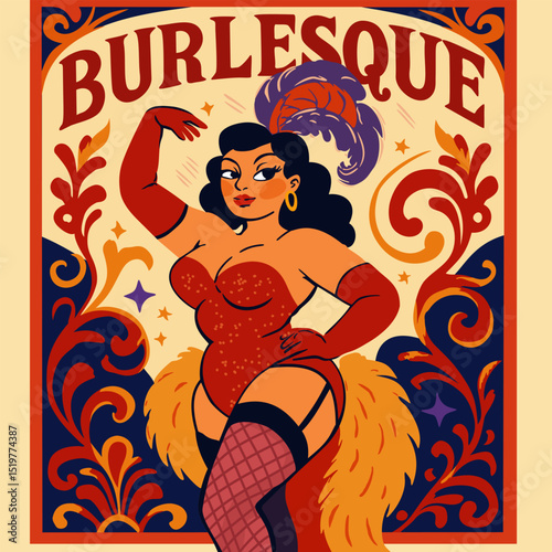 Burlesque. Vector vintage poster with lettering
