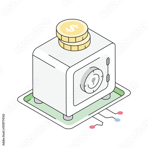 A captivating isometric icon showing secure digital vault