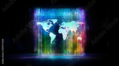 Abstract Colorful World Map Digital Projection