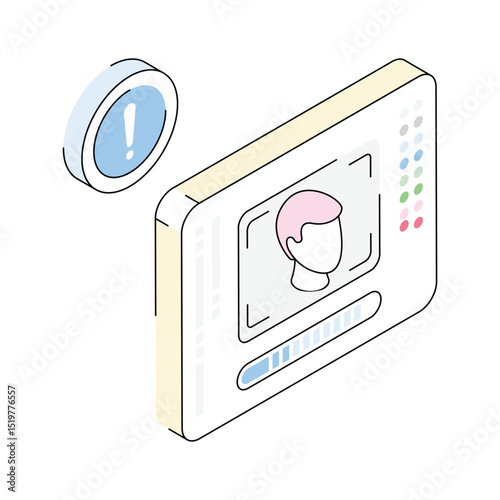 Trendy isometric outline icon of face recognition technology system