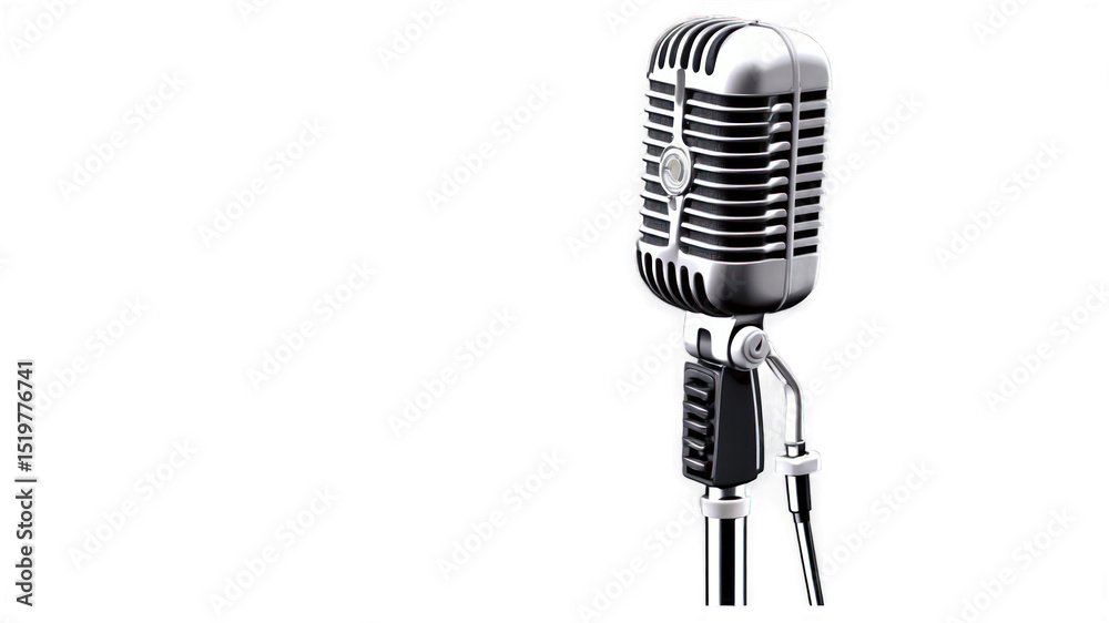 Fototapeta premium Retro microphone against a black background.