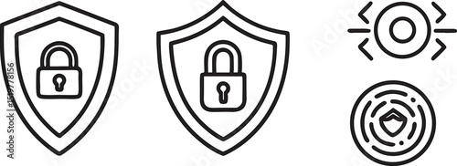 Set of three ornate wrought iron gates with a padlock security icon