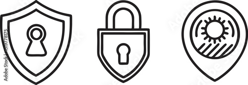 Vector illustration of a secure shield with a sword, symbolizing internet protection and safe access