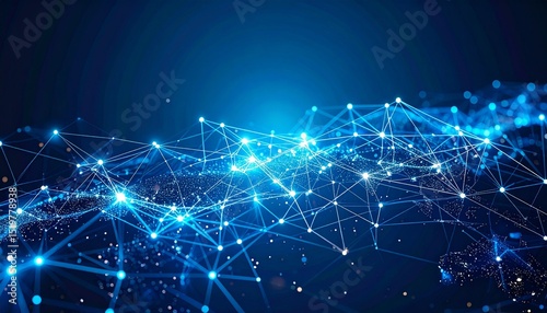 Artificial Intelligence LinkedIn concept. Abstract network of glowing connections on a dark background.