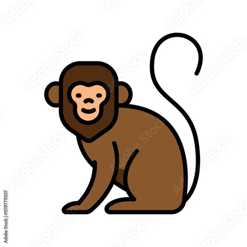 monkey habitat color line icon for digital and print projects. South american animals.