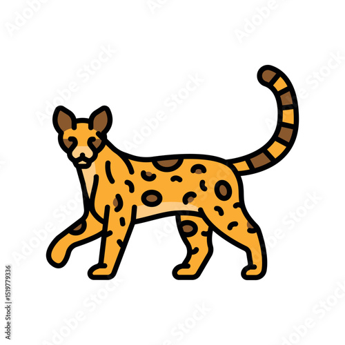 ocelot color line icon for digital and print projects. South american animals.