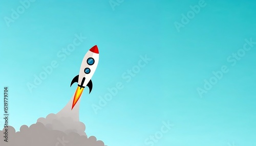 Rocket Launch Against Blue Sky