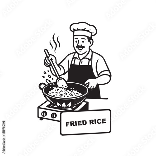 the chef is cooking fried rice