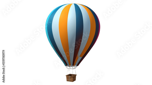 Colorful hot air balloon against a black background.