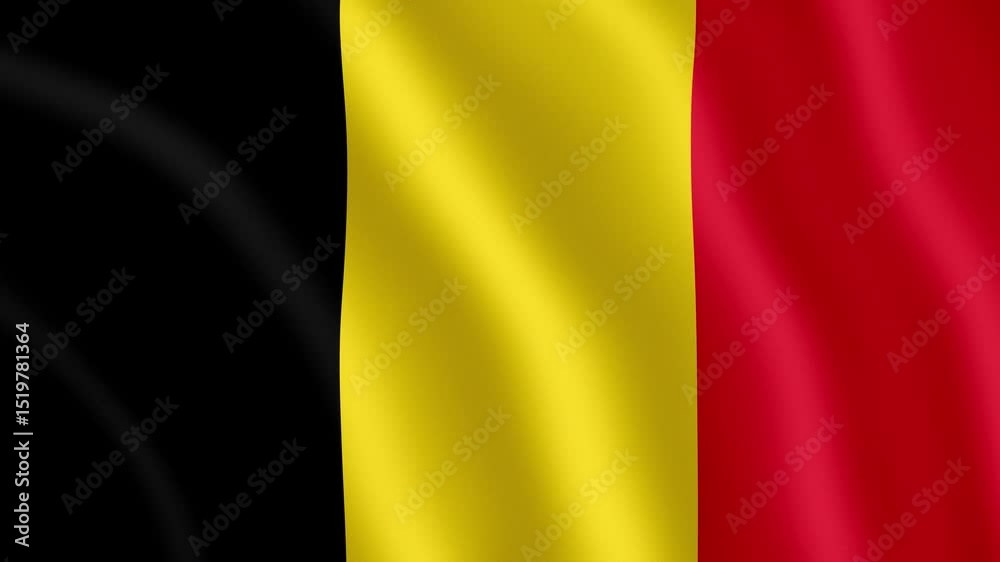 Belgium Waving Flag – High-Resolution 3D Render of Belgium National Flag in Motion