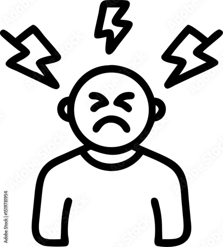 anger management vector outline icon on white or transparent background	