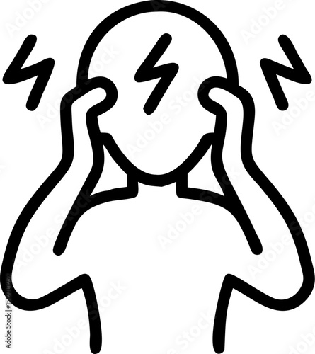 anxiety vector outline icon on white or transparent background	