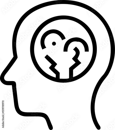 mental health vector outline icon on white or transparent background	
