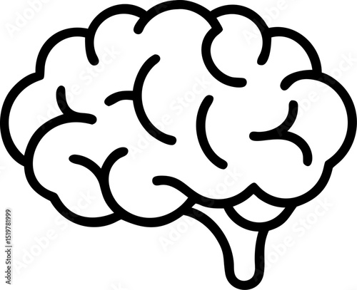 brain health vector outline icon on white or transparent background	