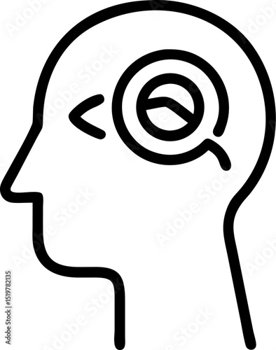 obsessive vector outline icon on white or transparent background	