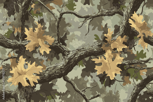 Realistic forest camouflage. Seamless pattern. Vector hunting camouflage pattern background. Useable for hunting and military purposes. camo texture