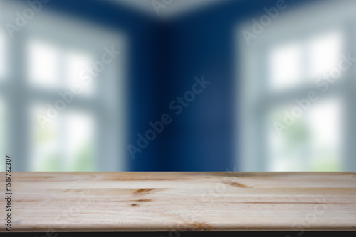 Empty marble top table with blurred bathroom interior Background. for product display.