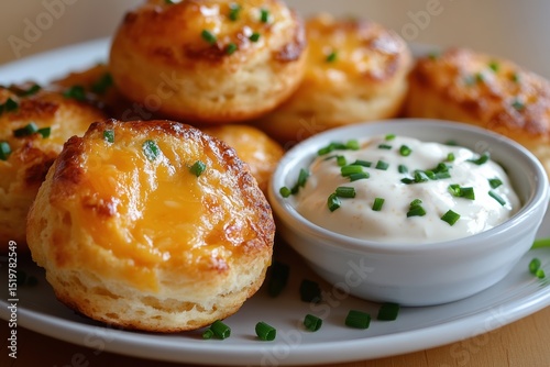 Gourmet Golden Puff Pastry Appetizers with Chives and Dipping Sauce
