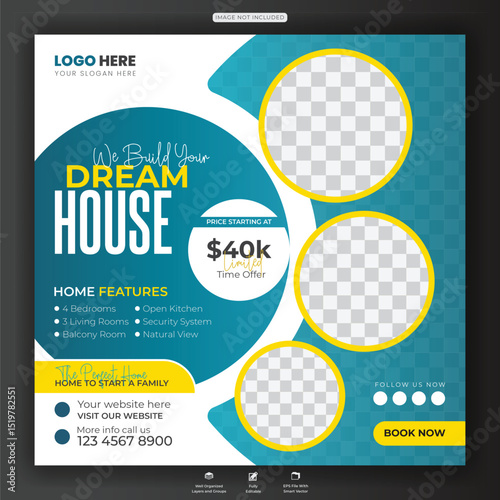 Real Estate Ad for a Dream House Social Media Post Design Template
