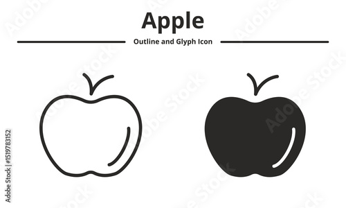 apple icon with outline and glyph style