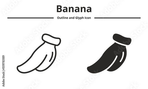 banana icon with outline and glyph style