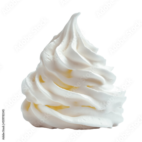 Delicious whipped cream swirl creating a delightful culinary masterpiece on transparent background