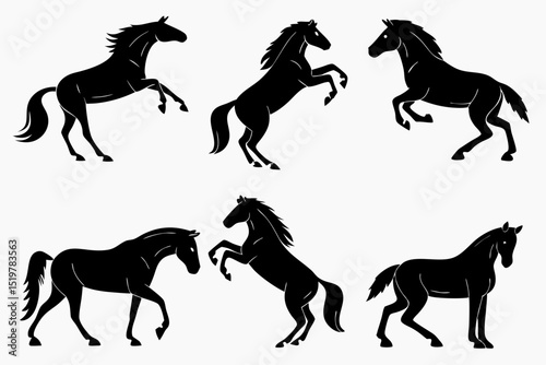 set of horse silhouettes
