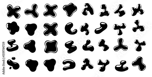 Abstract black shapes collection on white background