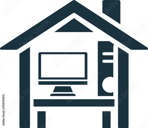 Home office representing working from home with computer and desk inside house