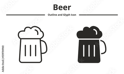 beer icon with outline and glyph style