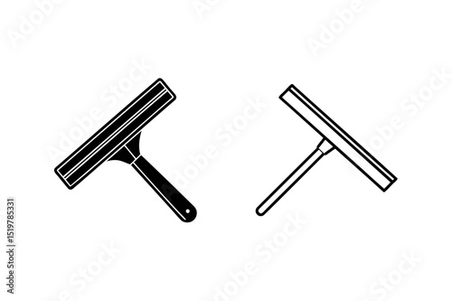 Black and white vector illustration of two cleaning window squeegees on a white background