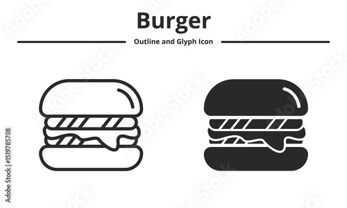 burger icon with outline and glyph style