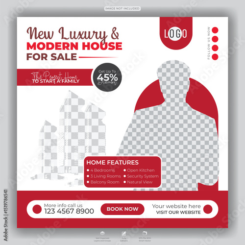 Luxury Modern House for Sale Advertisement social media post design
