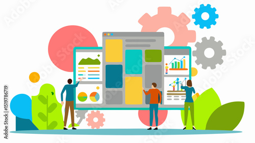 Collaborative team analyzes data visualizations on a digital dashboard strategizing insights for better