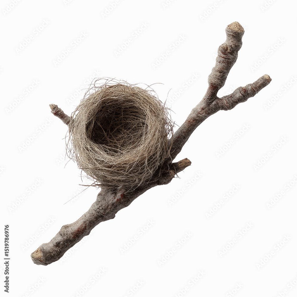 Fototapeta premium Empty Bird's Nest on a Branch