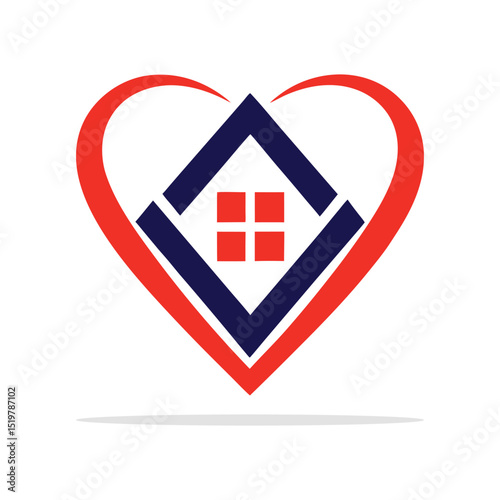Heart House Real Estate Logo Vector.