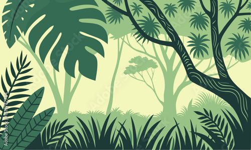 Summer Tropical Leaves Pattern Illustration