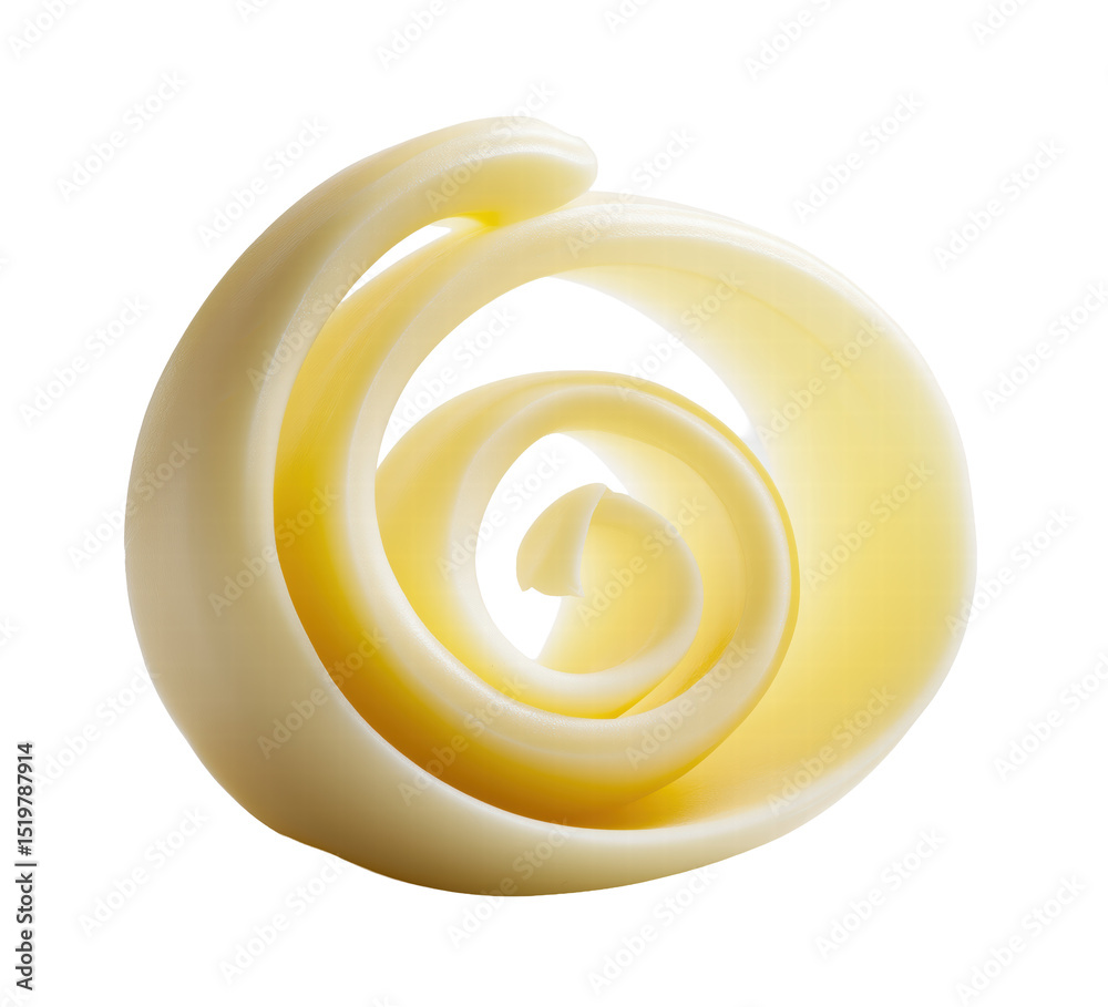 Obraz premium Butter curl forming a perfect spiral on transparent background