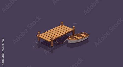 Dock with boat on a lake