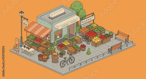 Farmer's market stand with fresh produce store