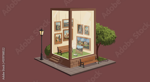 Gallery art showcase in outdoor display